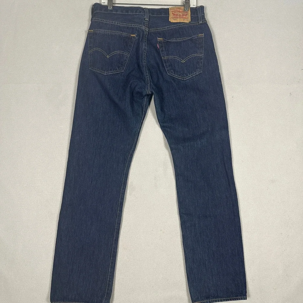 Levis 501 Jeans Men 33X32 Original Fit Blue Dark Wash Straight Leg Red Tab Denim